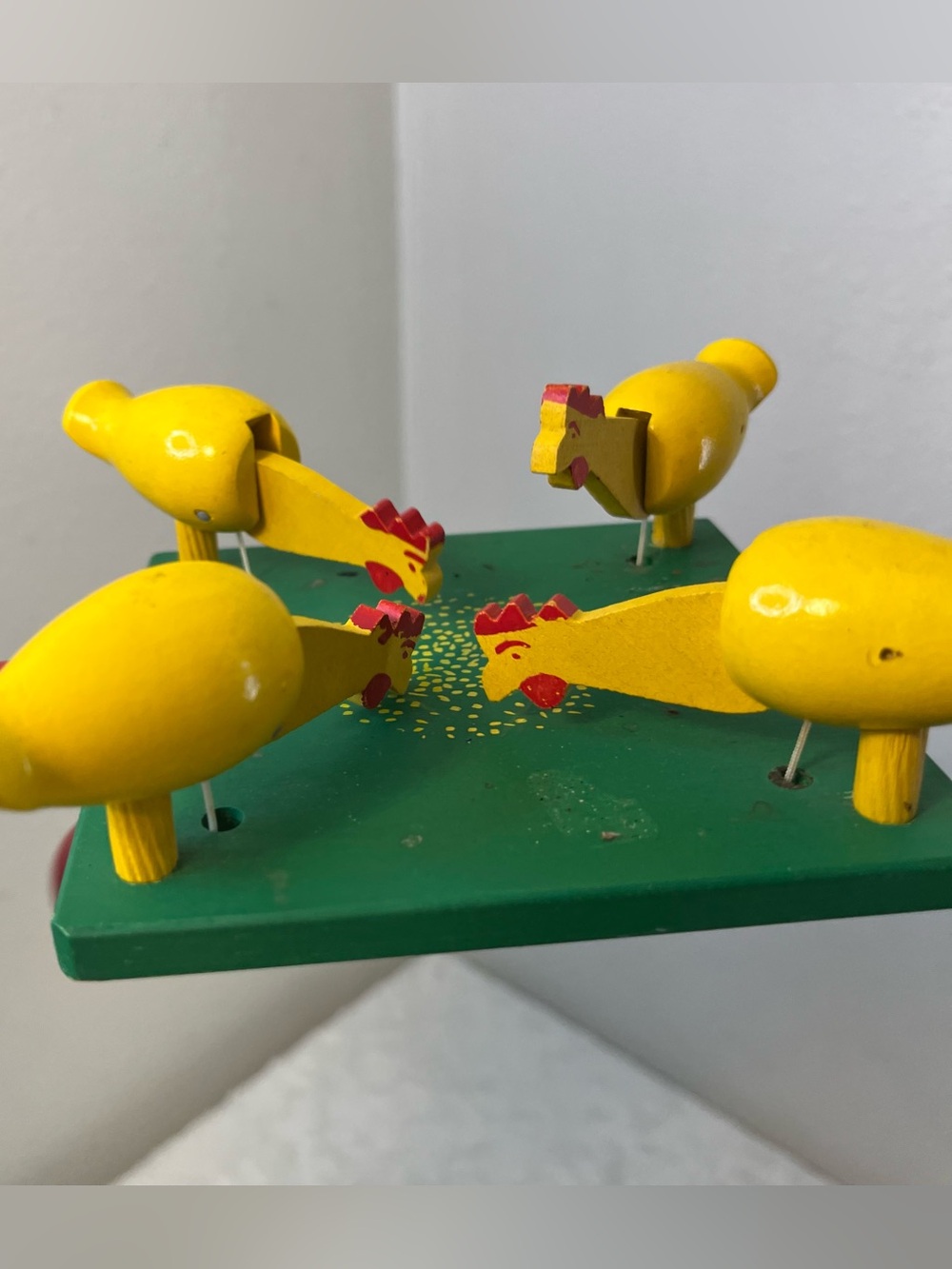 Vintage BRIO Pecking Hens Wooden Toy Sweden Feeding Chickens - Made in Sweden